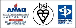 ISMS認証マーク（ANAB、BSI、ISMS-AC）
